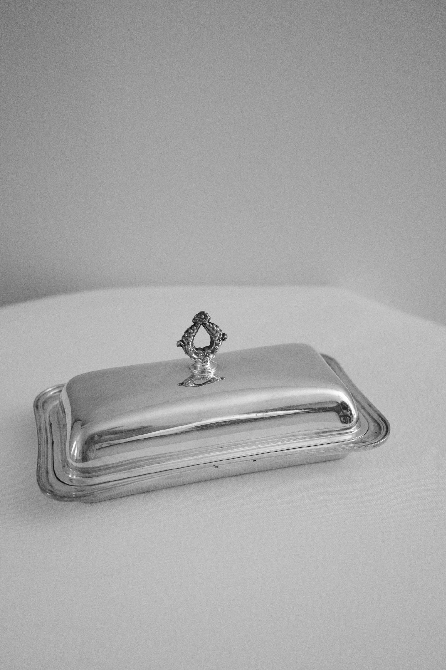 Crescent Silverplate Footed Butter Dish