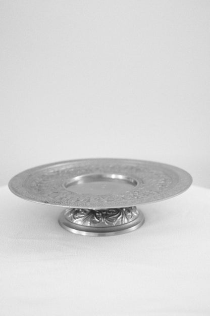 Renaissance Style Silver-Plated Pedestal Compete Dish/Pillar Candle Holder