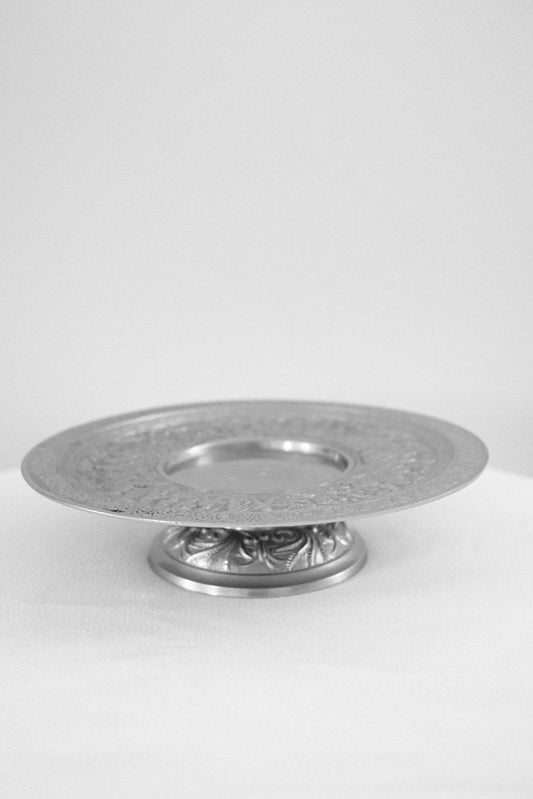 Renaissance Style Silver-Plated Pedestal Compete Dish/Pillar Candle Holder