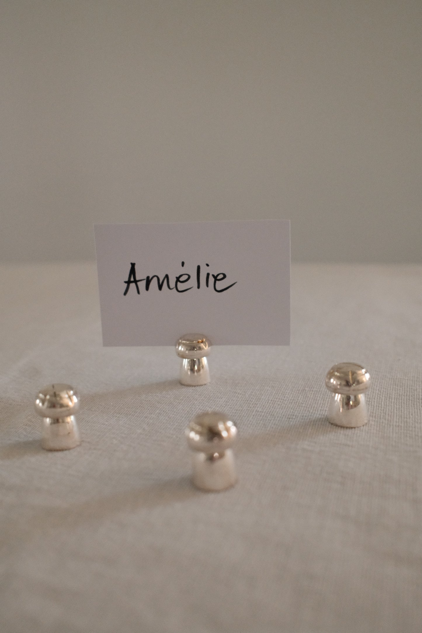 Silver Champagne Cork Place Card Holder - Set of 4
