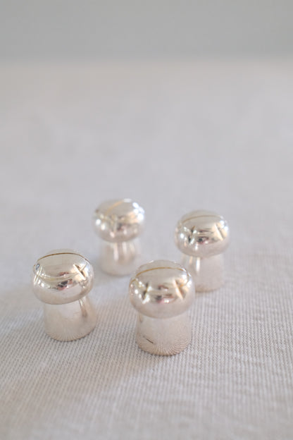 Silver Champagne Cork Place Card Holder - Set of 4
