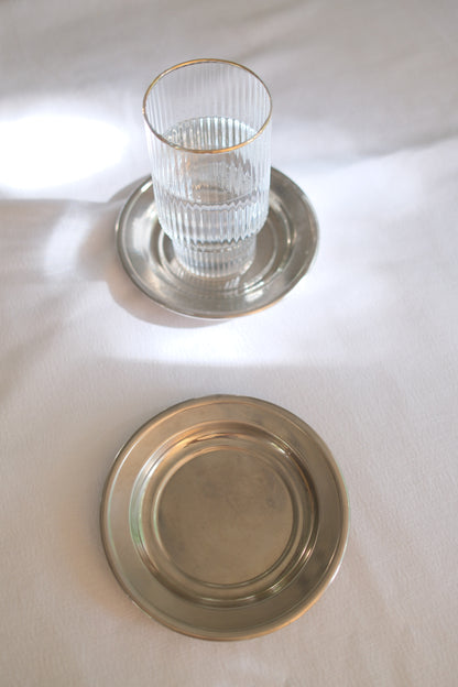 Vintage Silver Wine Bottle Coaster (Pair of 2)