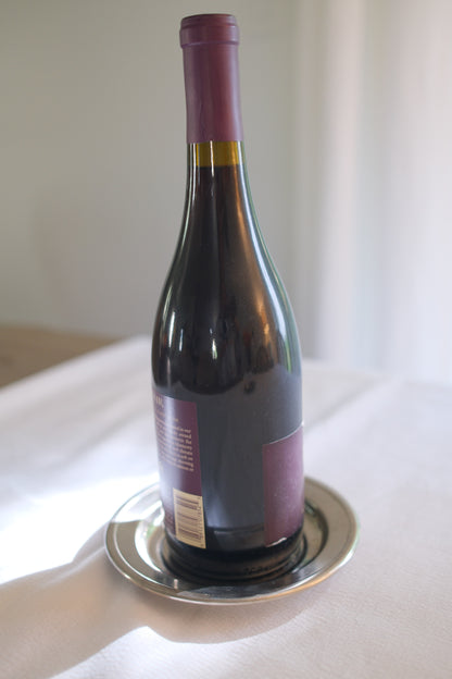 Vintage Silver Wine Bottle Coaster (Pair of 2)
