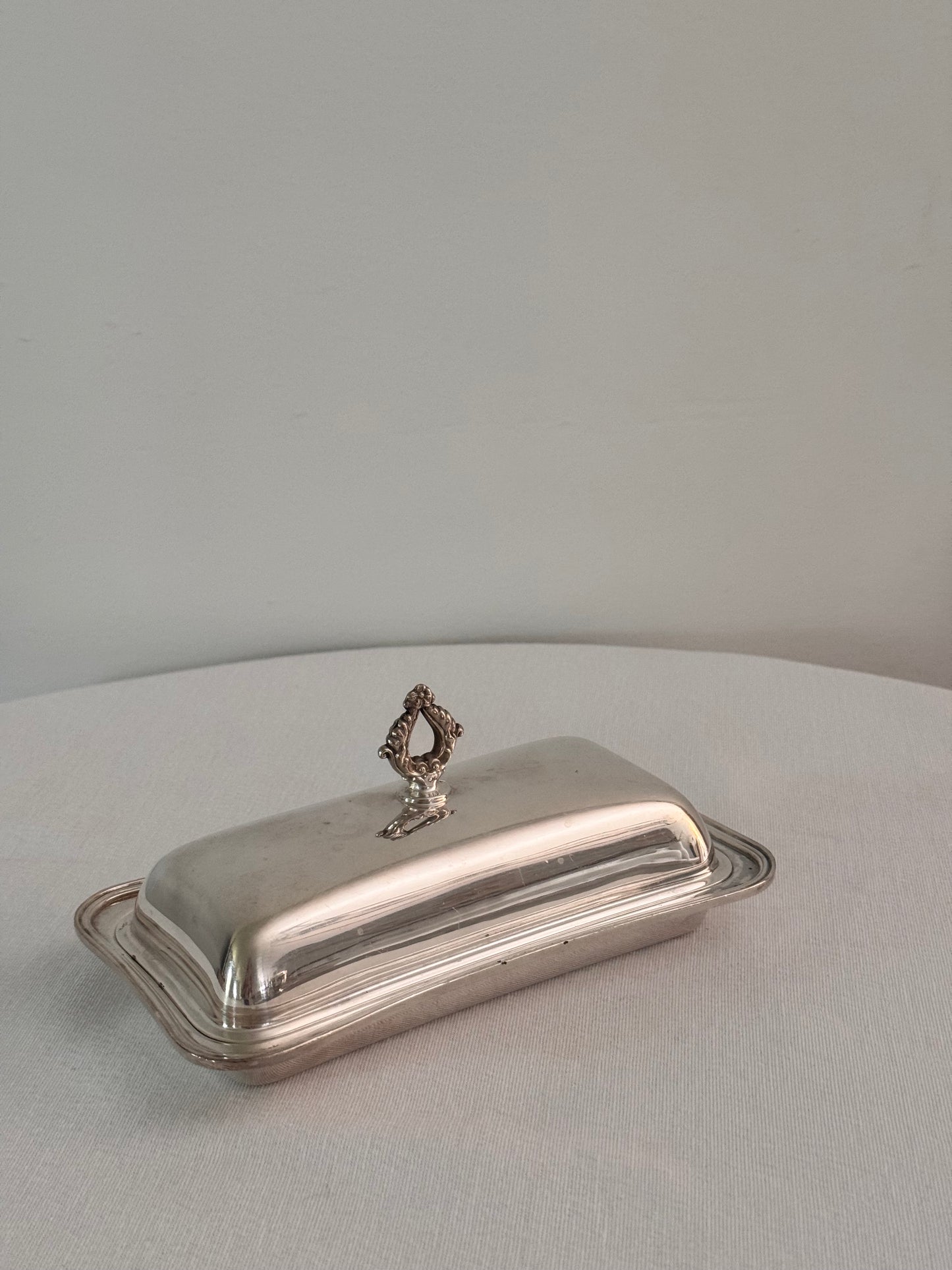 Crescent Silverplate Footed Butter Dish