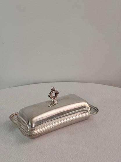 Crescent Silverplate Footed Butter Dish